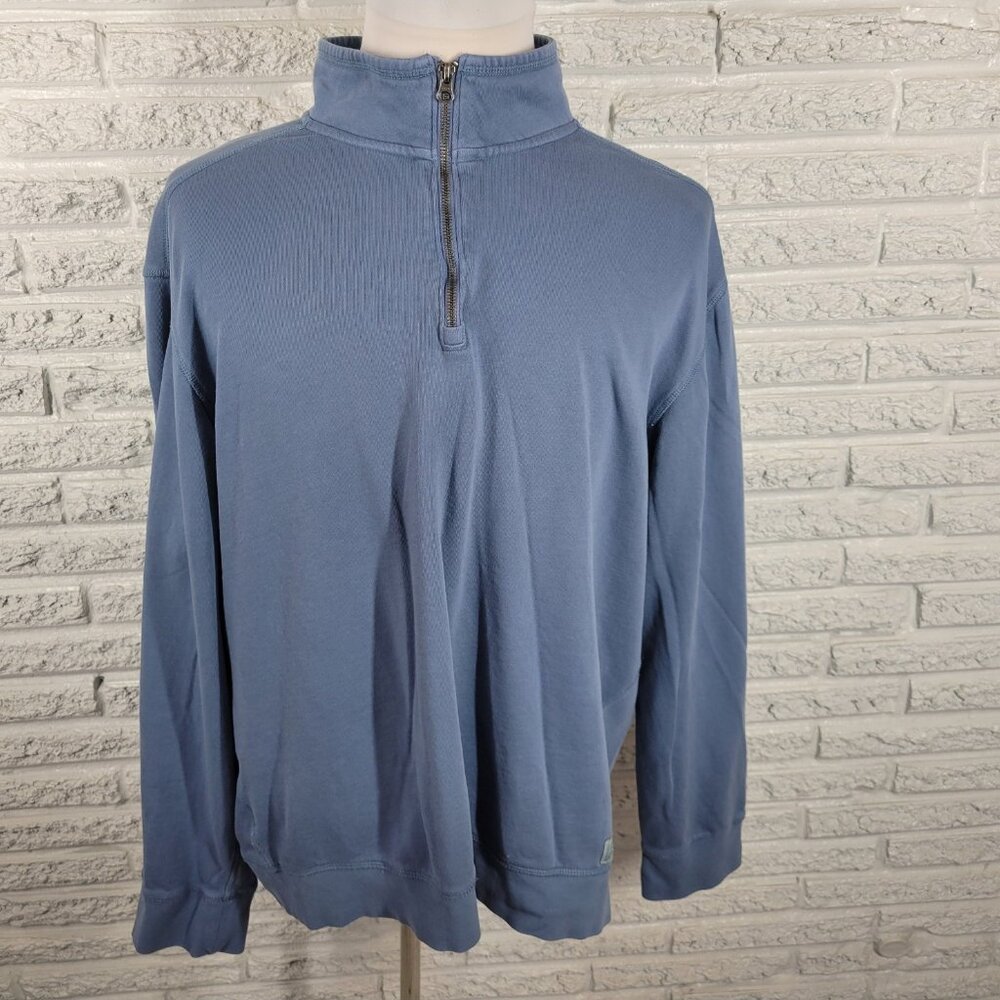 Eddie Bauer Mens 2XL Quarter Zip Sweatshirt Blue Cotton Blend Jersey SWE3E